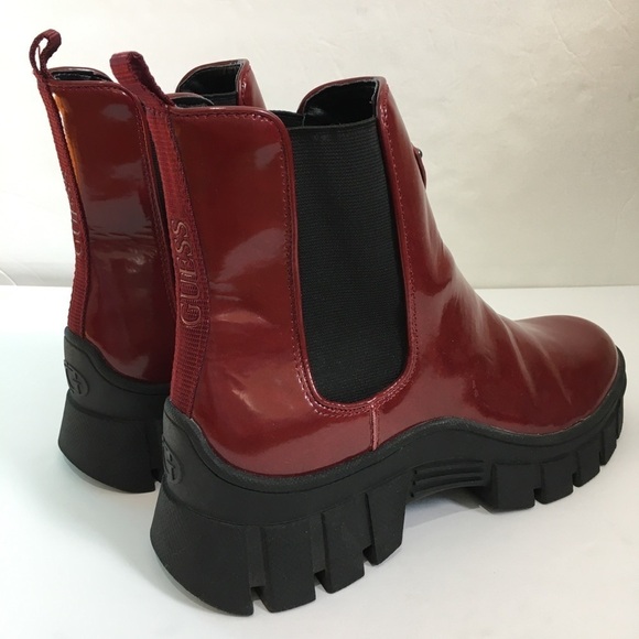 Guess Hestia Chelsea Medium Red Chink Sole Platform Pull on Ankle boots - Picture 7 of 16